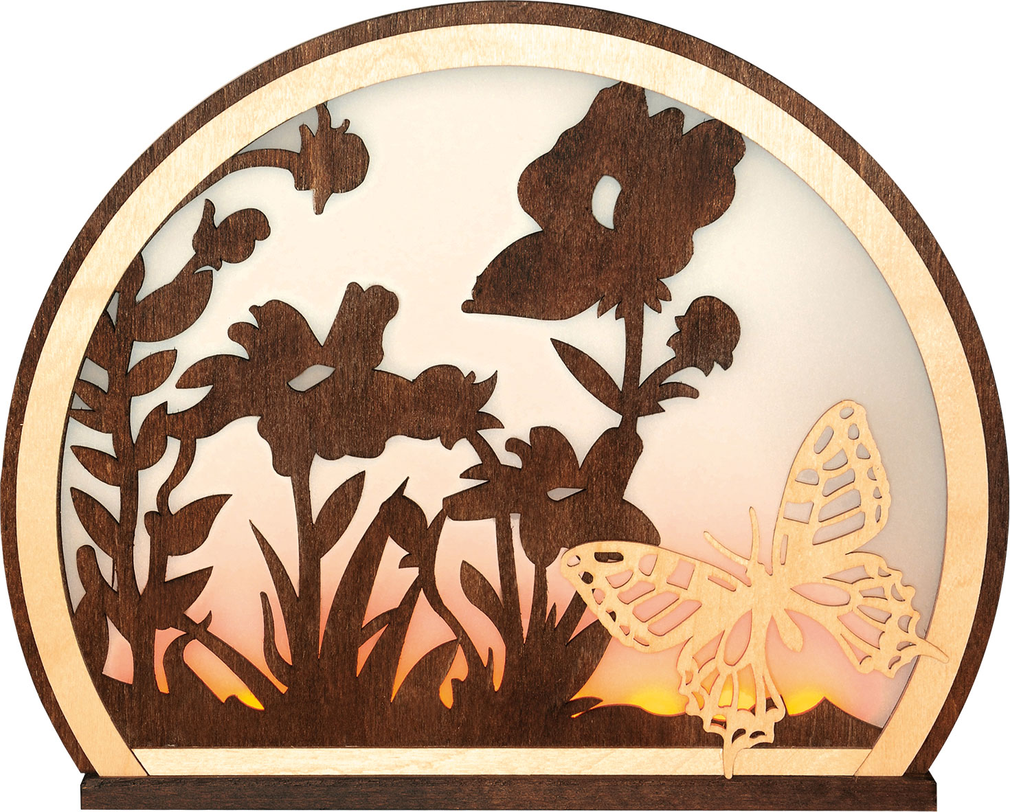 Romantikleuchte, rund, Schmetterling, braun
