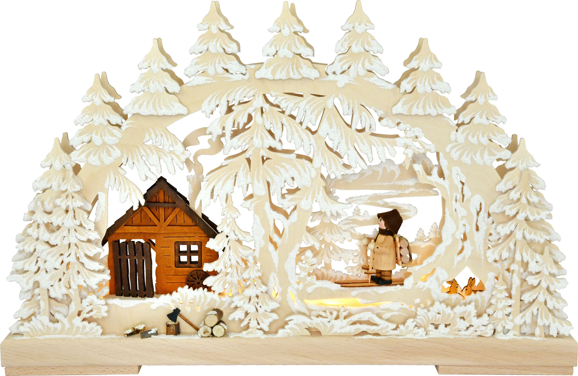 3D-Schwibbogen kl., Waldloipe, Raureif, Voll-USB