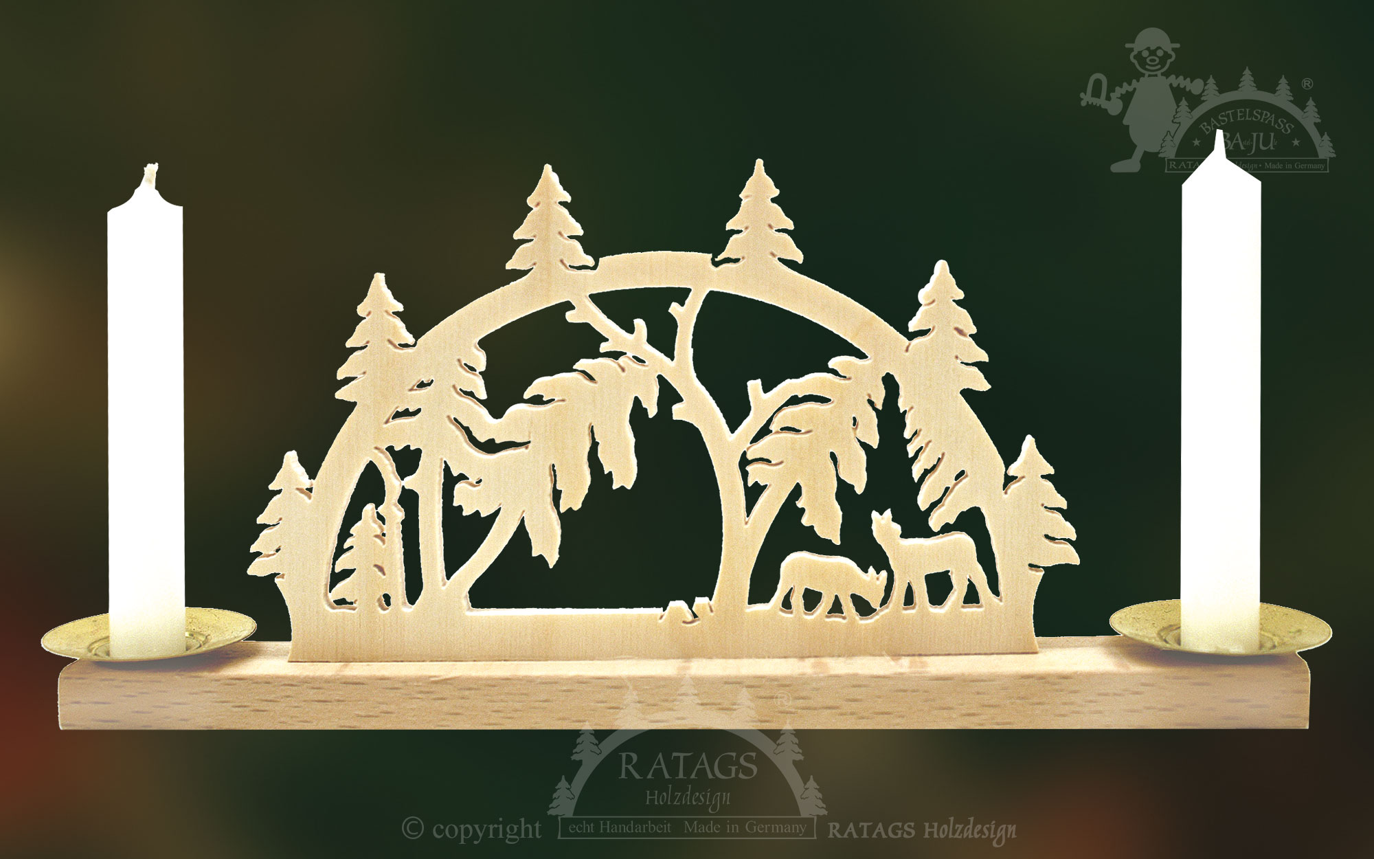 Mini-Schwibbogen für 2 Puppenkerzen Windbruch