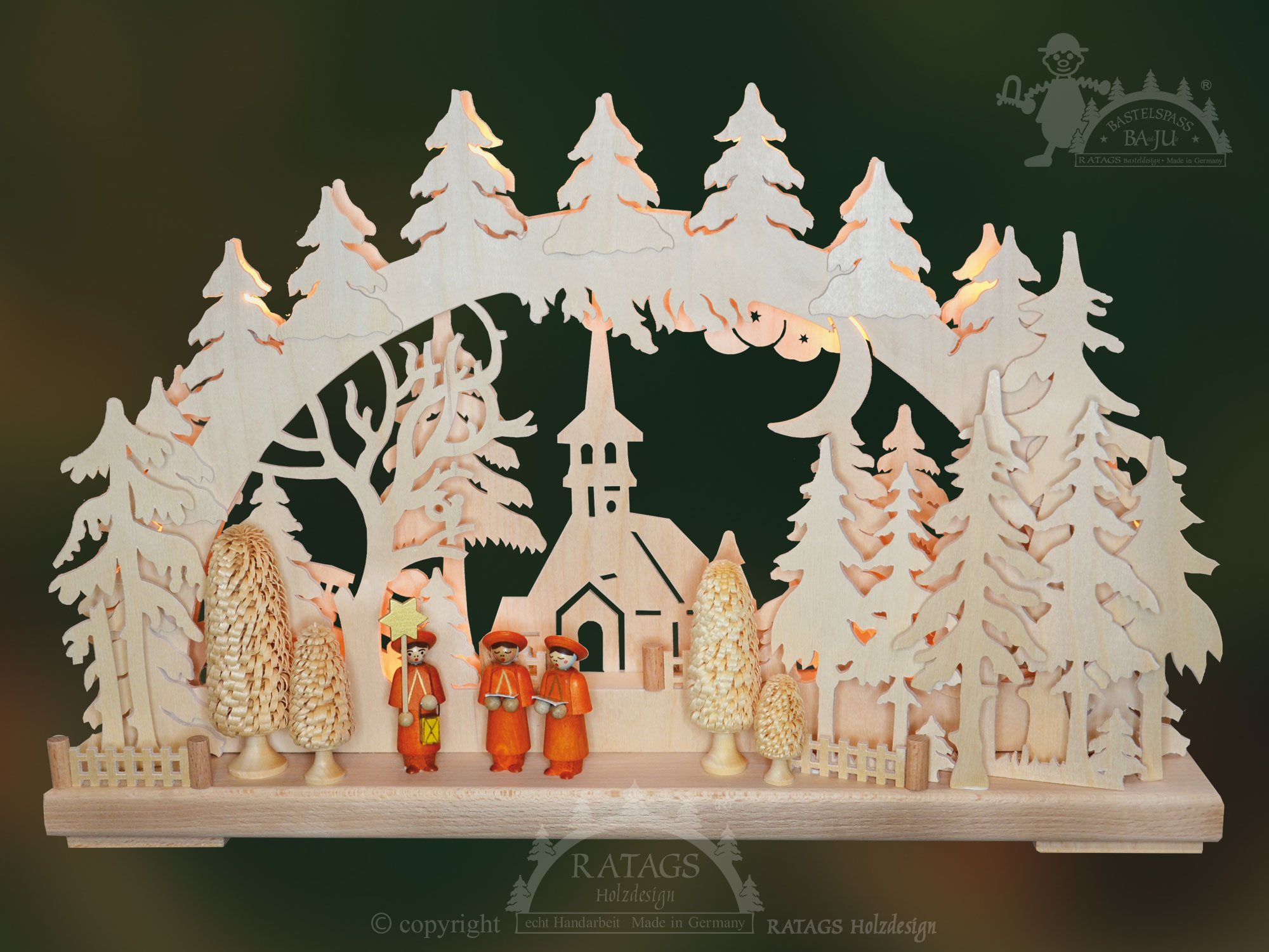 Schwibbogen zum Basteln, klein Kapelle 3D