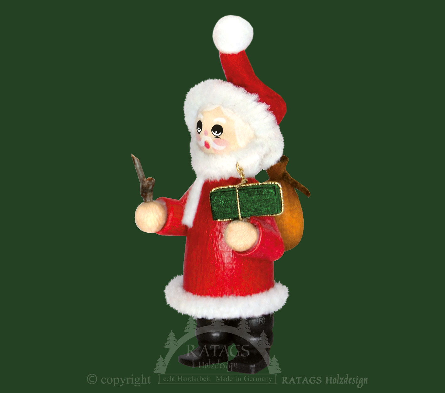 Figur, Weihnachtsmann stehend mit Rute