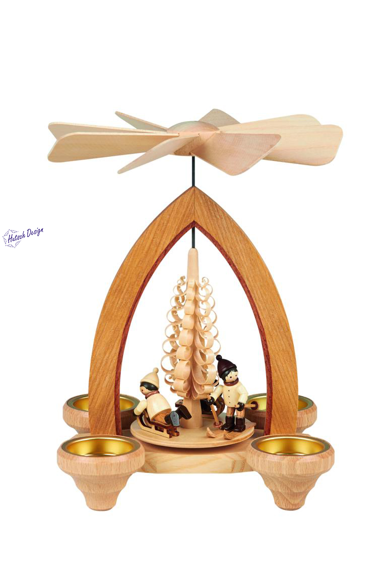 Teelichtpyramide mit Winterkinder 26cm