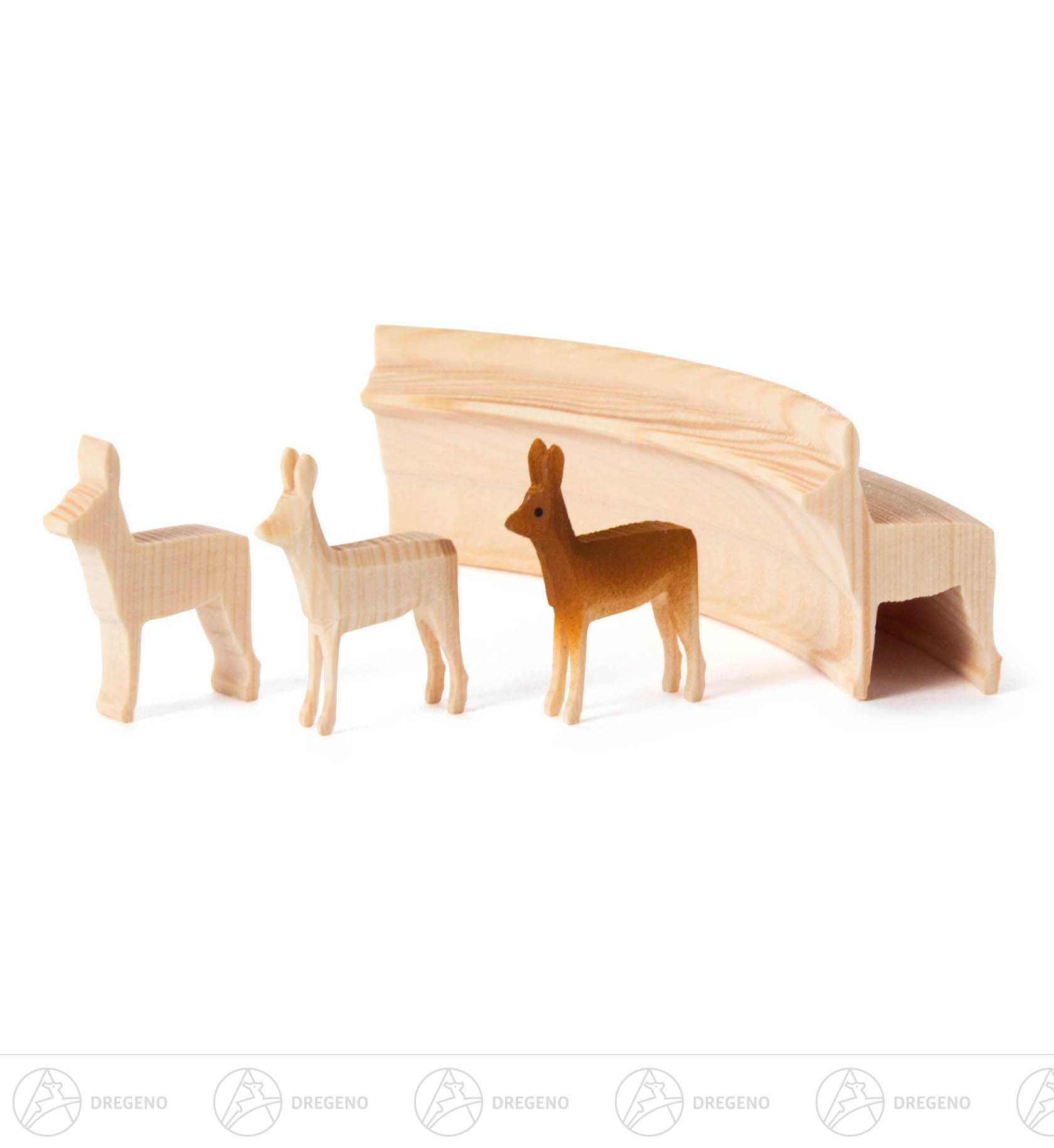Schnitzrohling Reifentier Reh mit Werdegang 4tlg. 4cm