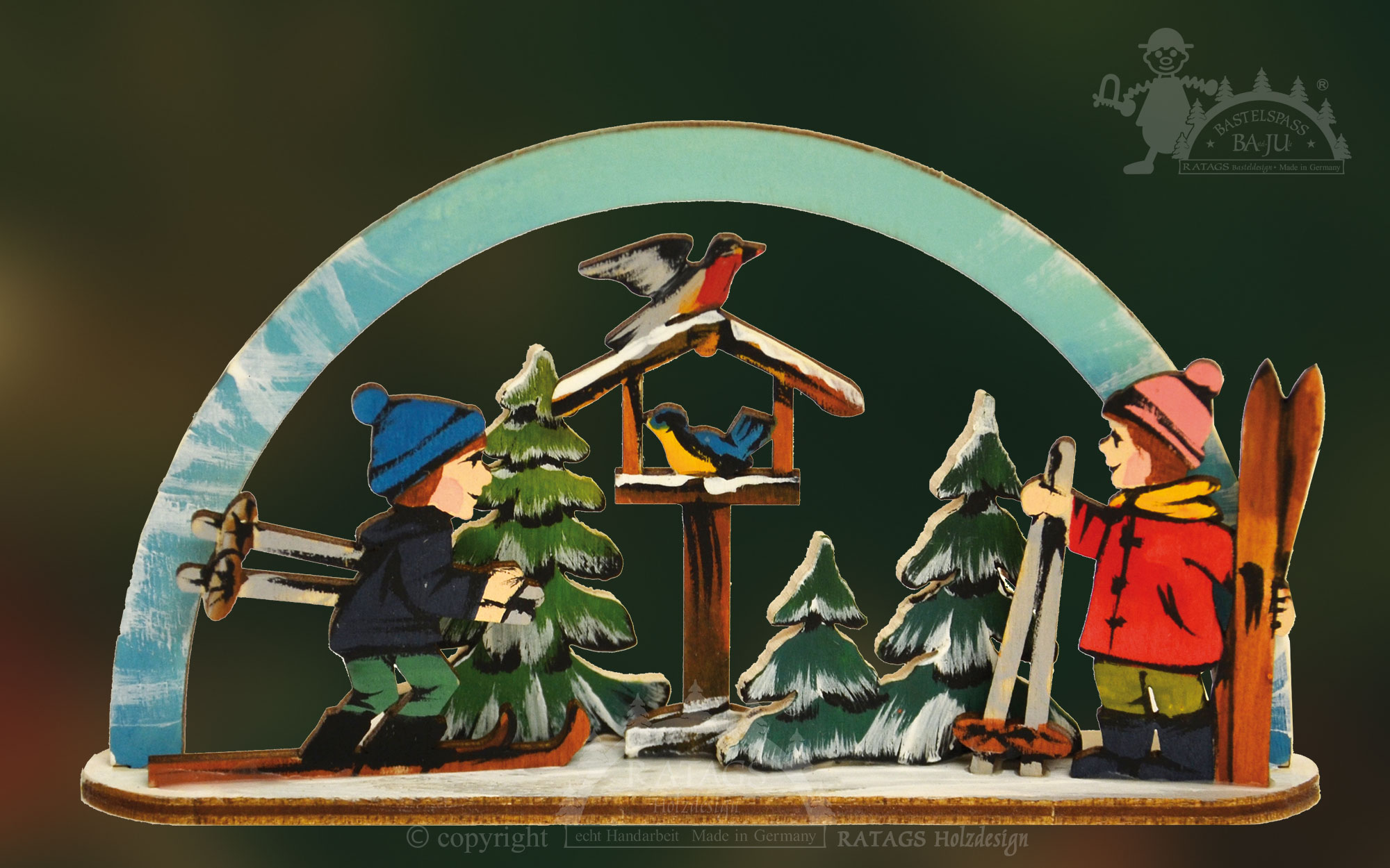 Mini-Schwibbogen zum Basteln Skifahrer