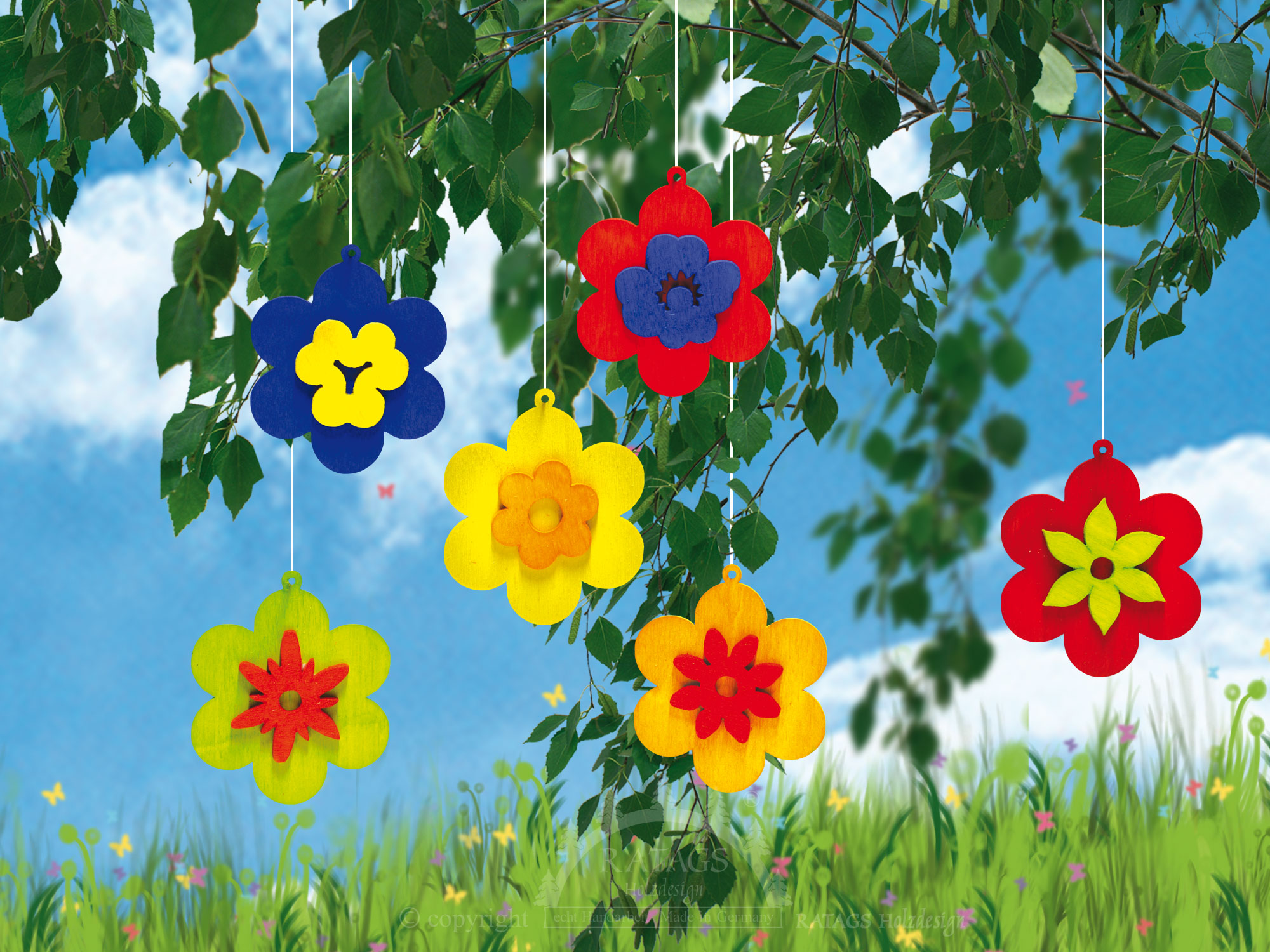 Baumbehang zum Basteln, 6er Set, Blumen, zum Gestalten
