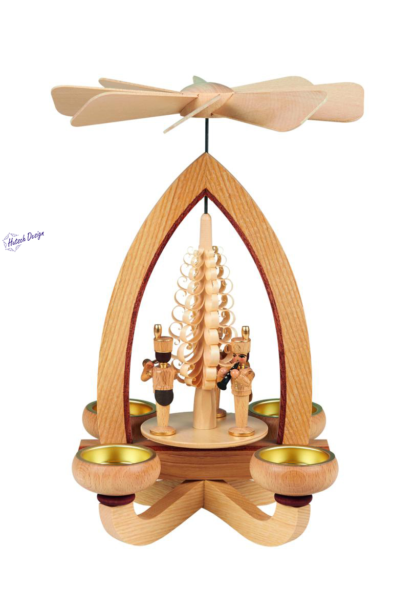 Teelichtpyramide mit Bergleute natur 28cm