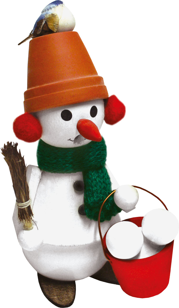 Kurzlatscher, Schneemann mit Blumentopf
