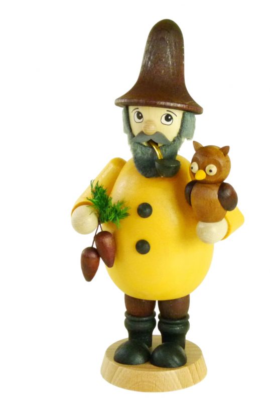 Waldwichtel mit Eule,farbig Räuchermann 17cm