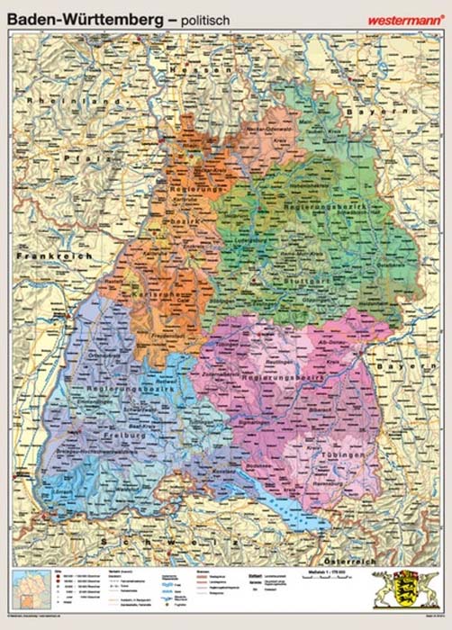 Baden-Württemberg - physisch / politisch