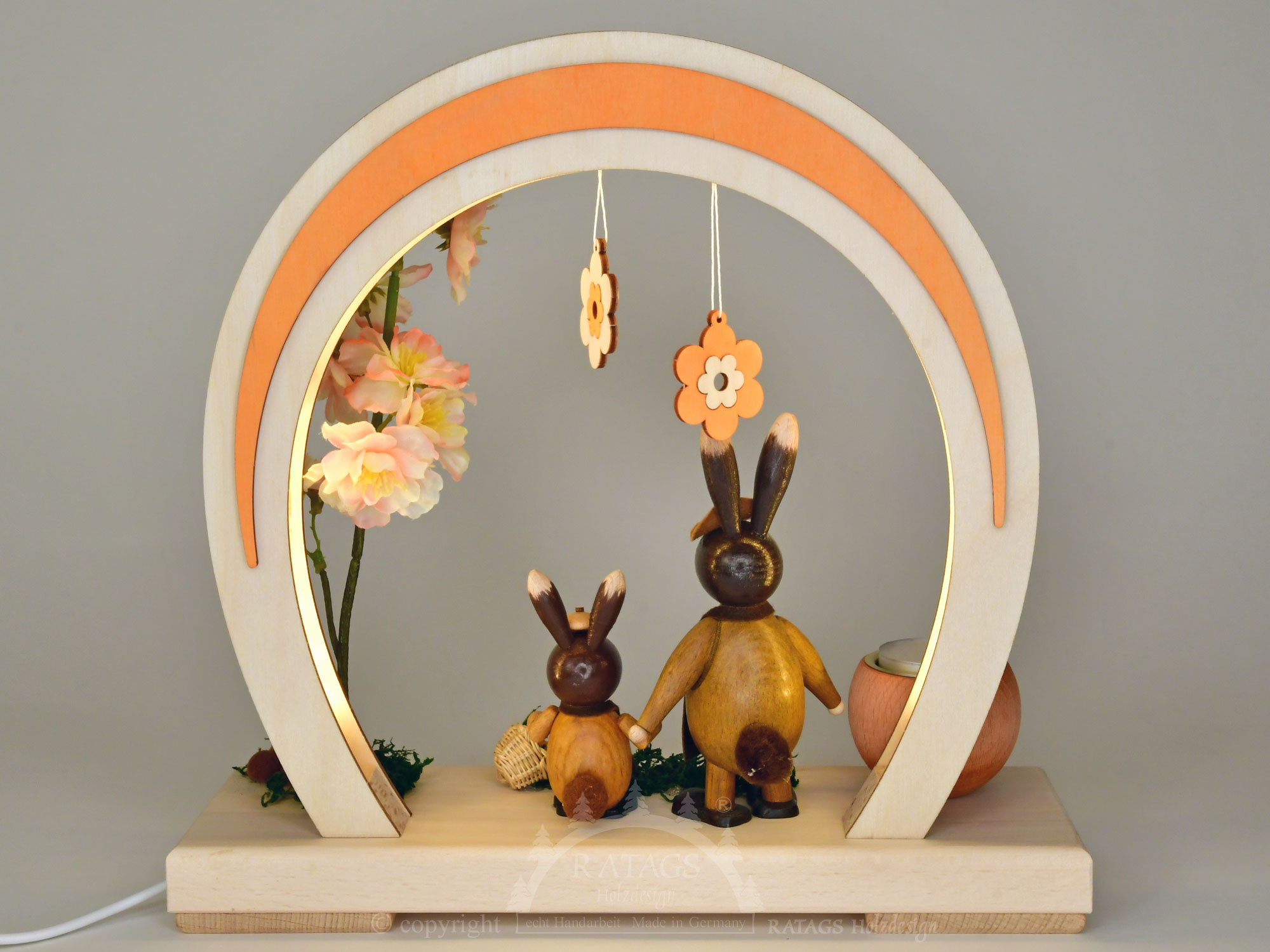 Romantikleuchte Ostern, LED, rund, lachsfarben
