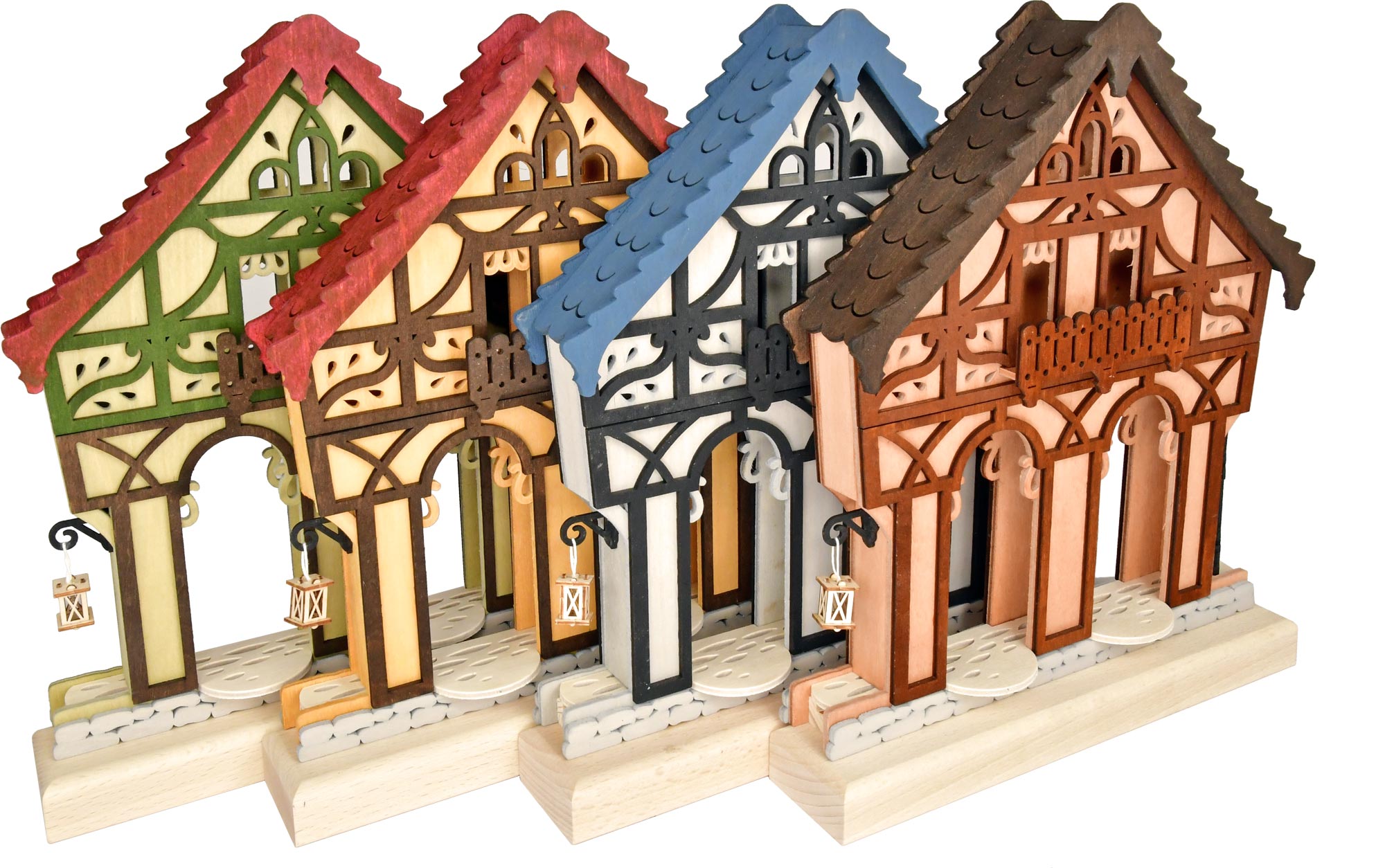 Fachwerkhaus grün für Sammlerfiguren