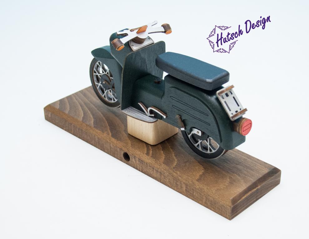 Tannengrüne Schwalbe Räuchermoped Simson  28x8x14,5cm