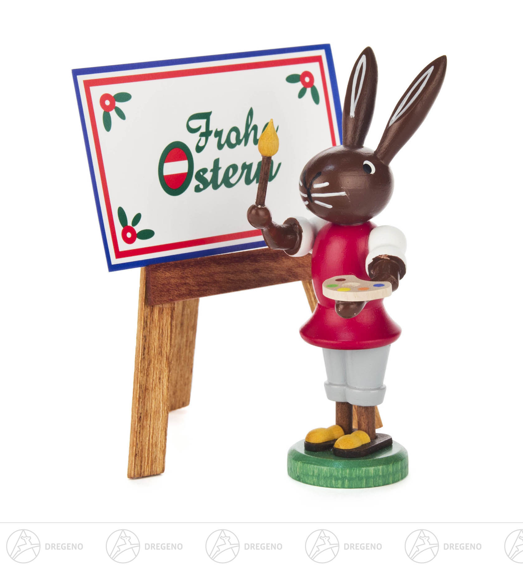 Hase mit Staffelei Frohe Ostern 9cm