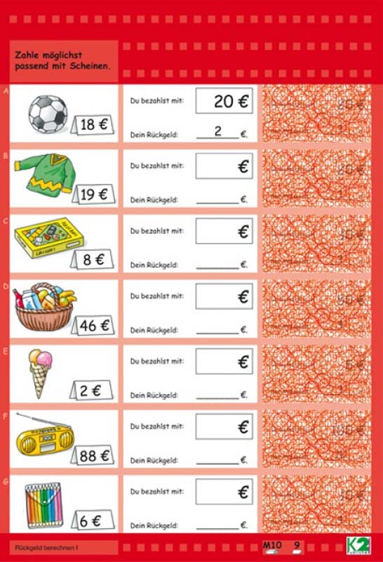 Max Lernkartenset Sachrechnen Geld 1 bis 100