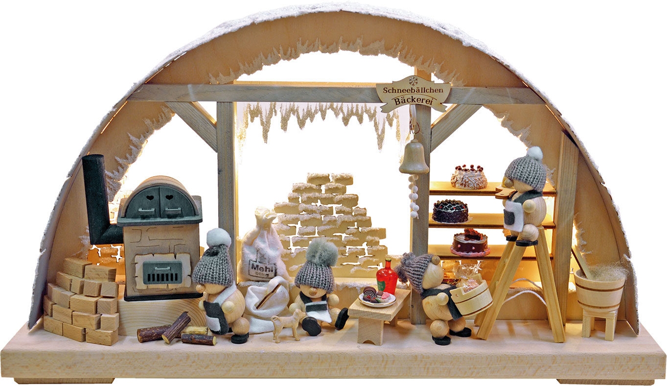 3D-Schwibbogen klein, Schneebällchen, Raureif