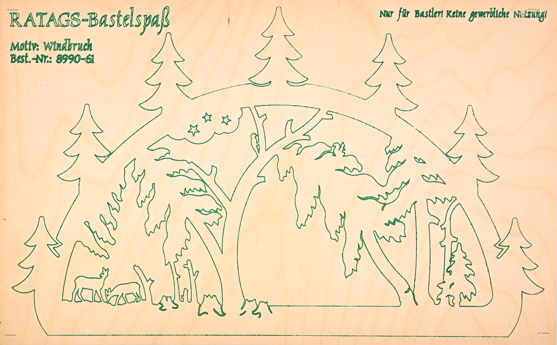 2 Motivsperrholzplatten, Selbstaussägen Schwibbogen, klein, Windbruch