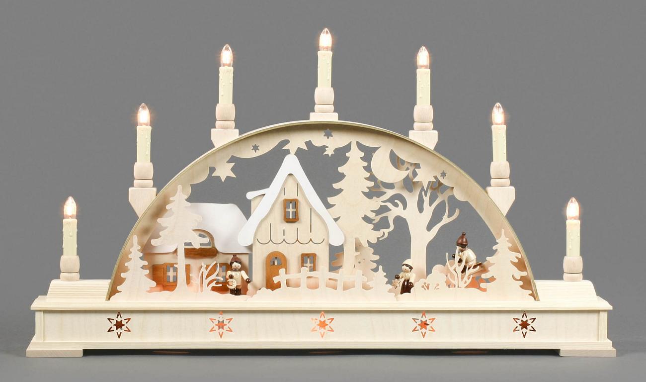 Schwibbogen mit Laternenkindern, elektrisch beleuchtet 36x64cm