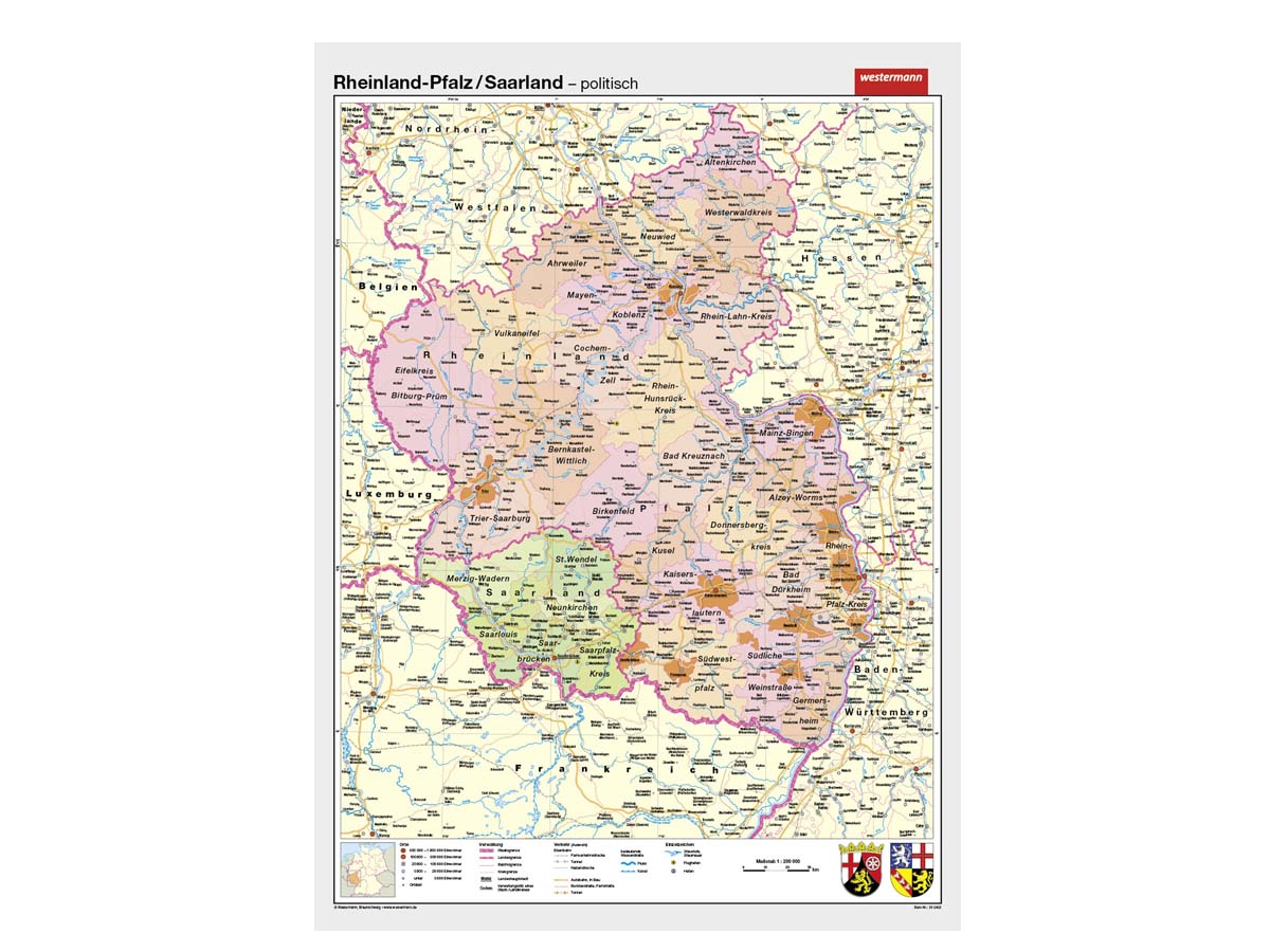 Rheinland-Pfalz/Saarland - physisch / politisch