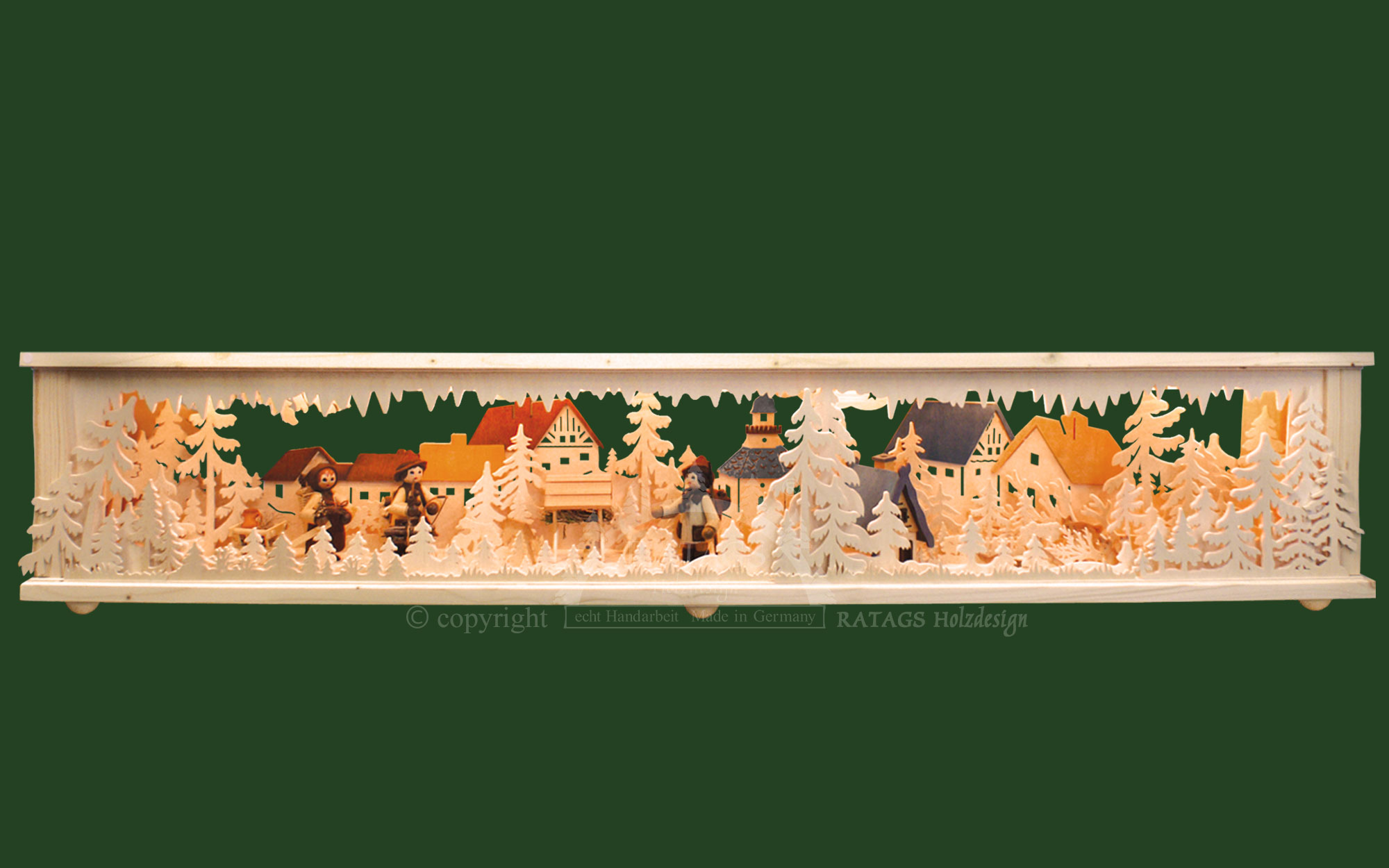 Raumleuchte, gr., für Schwibbogen, 125 cm, 3 gedrechselteFig.