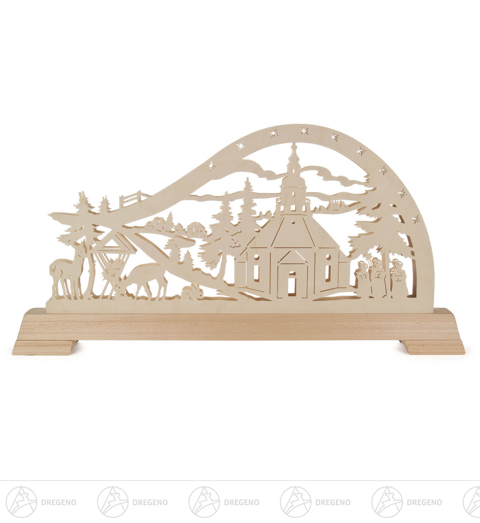 Schwibbogen Seiffener Kirche mit LED-Beleuchtung 32x63cm