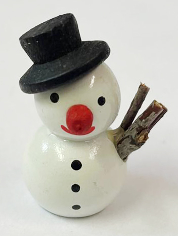 Schneemann weiß, schwarzer Hut, 2,5 cm