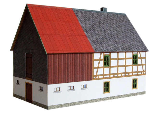 04-04-02-H0-B - FWH Erzgebirge mit Stall - Blechdach