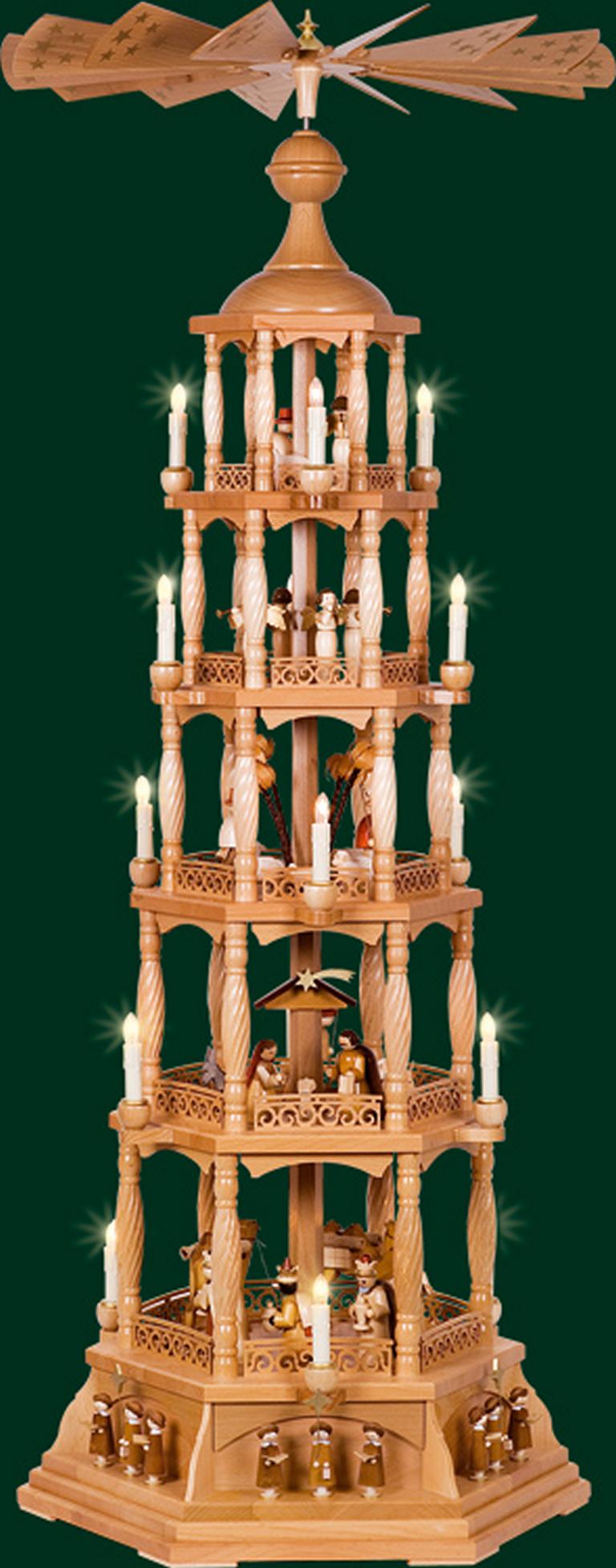 Pyramide Christi Geburt 5-st., el. bel. und betr.