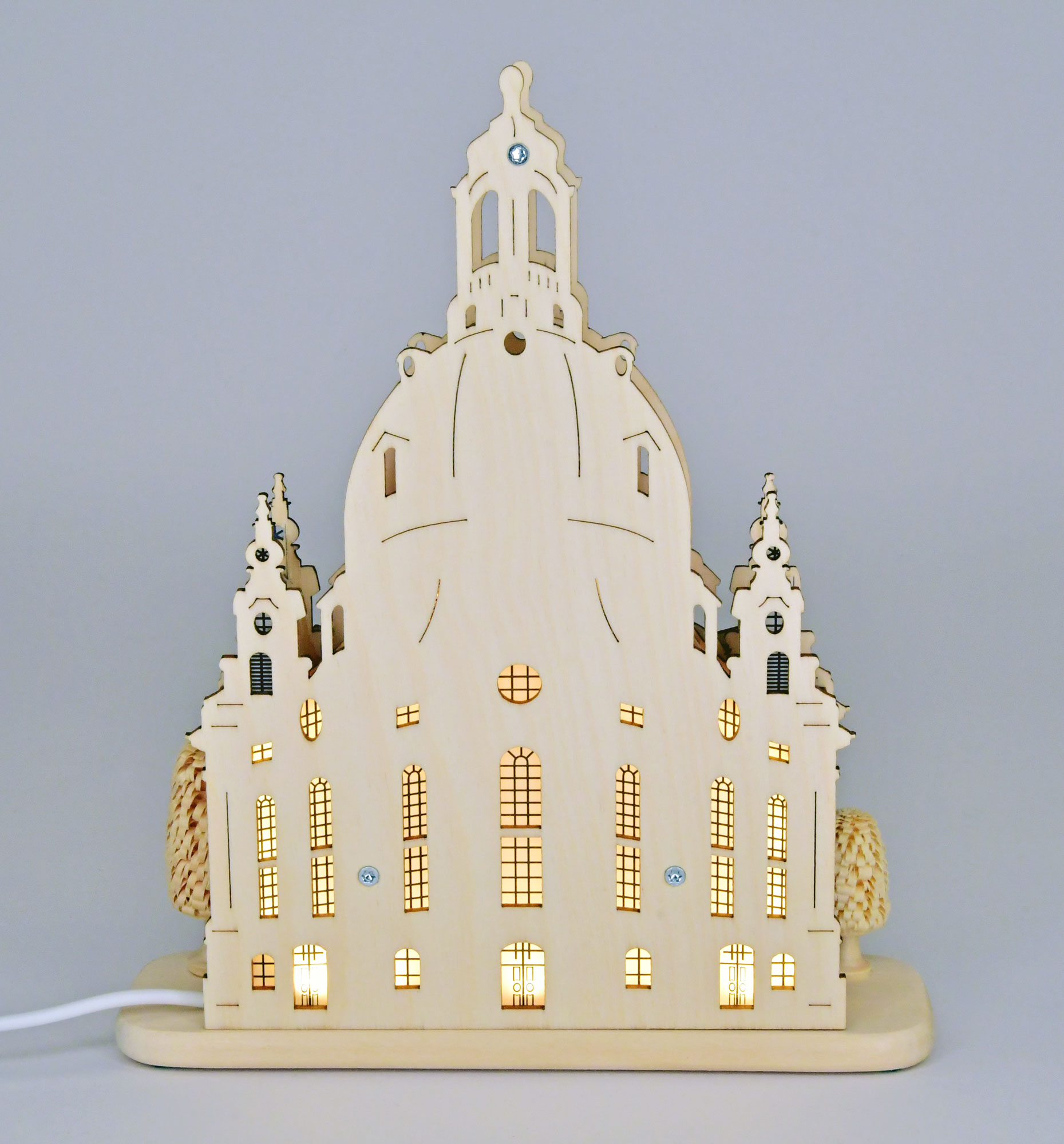 SB-LED Motiv Frauenkirche Dresden, Massivholzgrundplatte