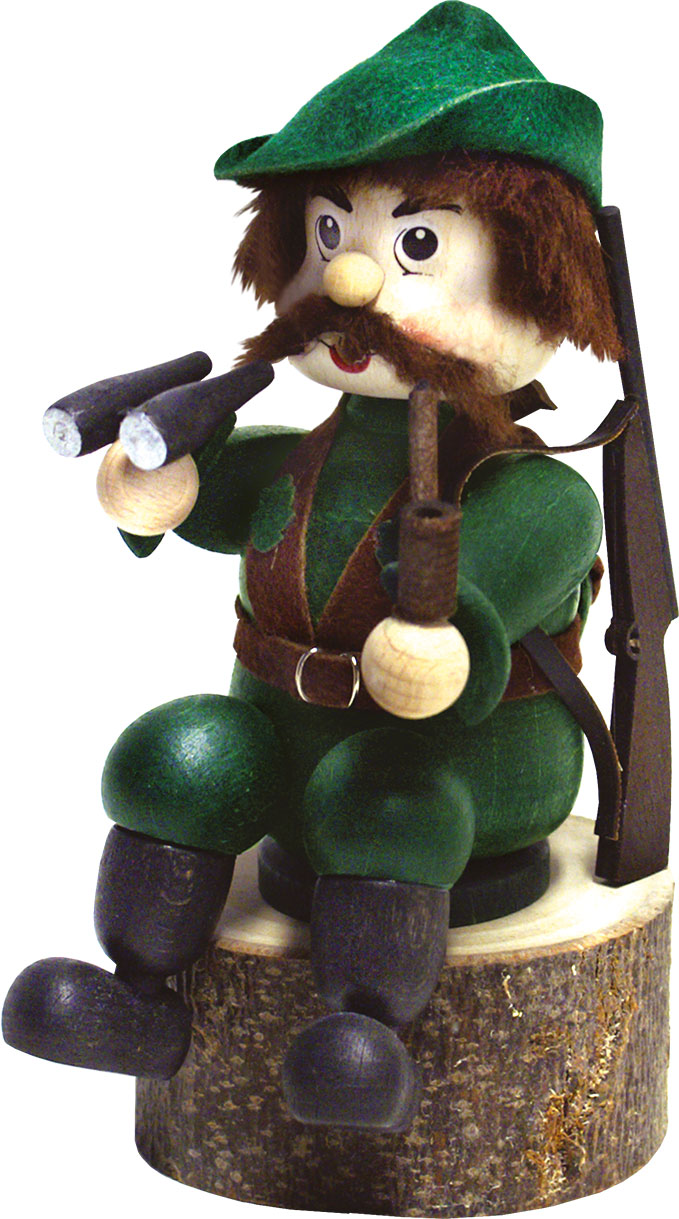 Kantenhocker, Jäger auf Holzstamm