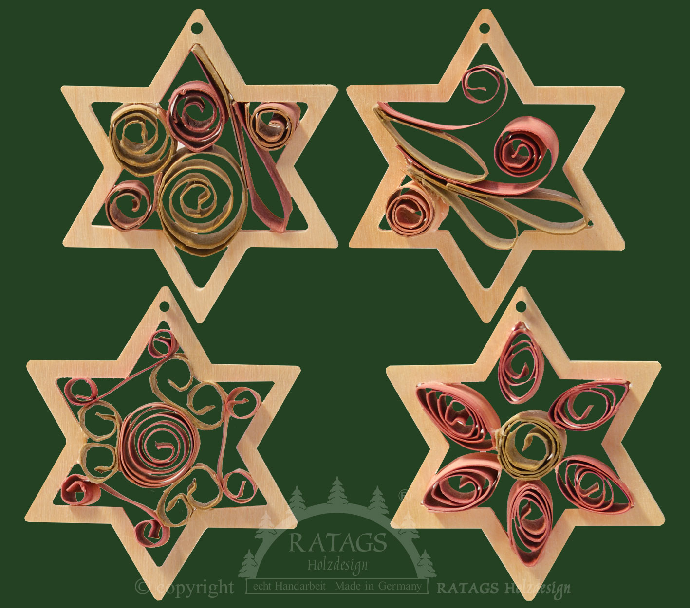 Baumbehang zum Basteln, Holzblumen 4er Set, Höhe ca. 6 cm