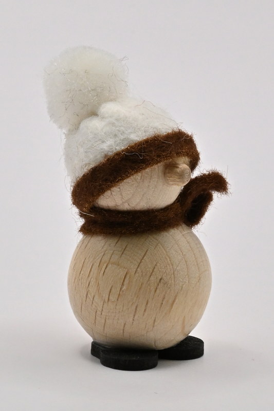 Schneemann natur,, stehend weiße Mütze, H 4 cm