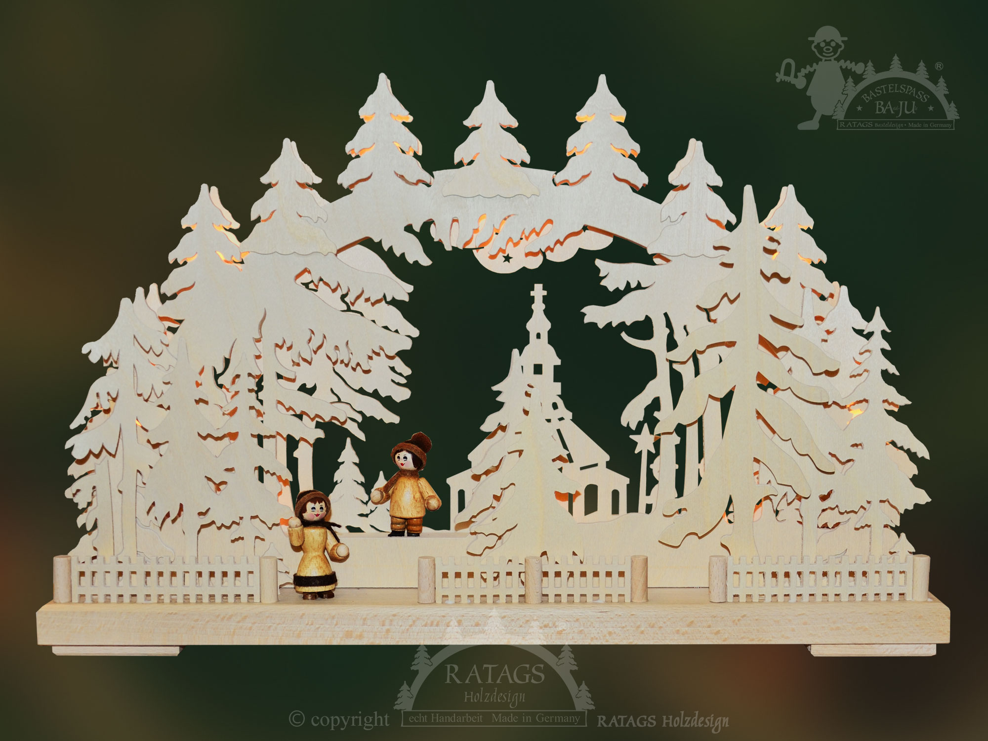 Schwibbogen zum Basteln, klein Seiffener Kirche