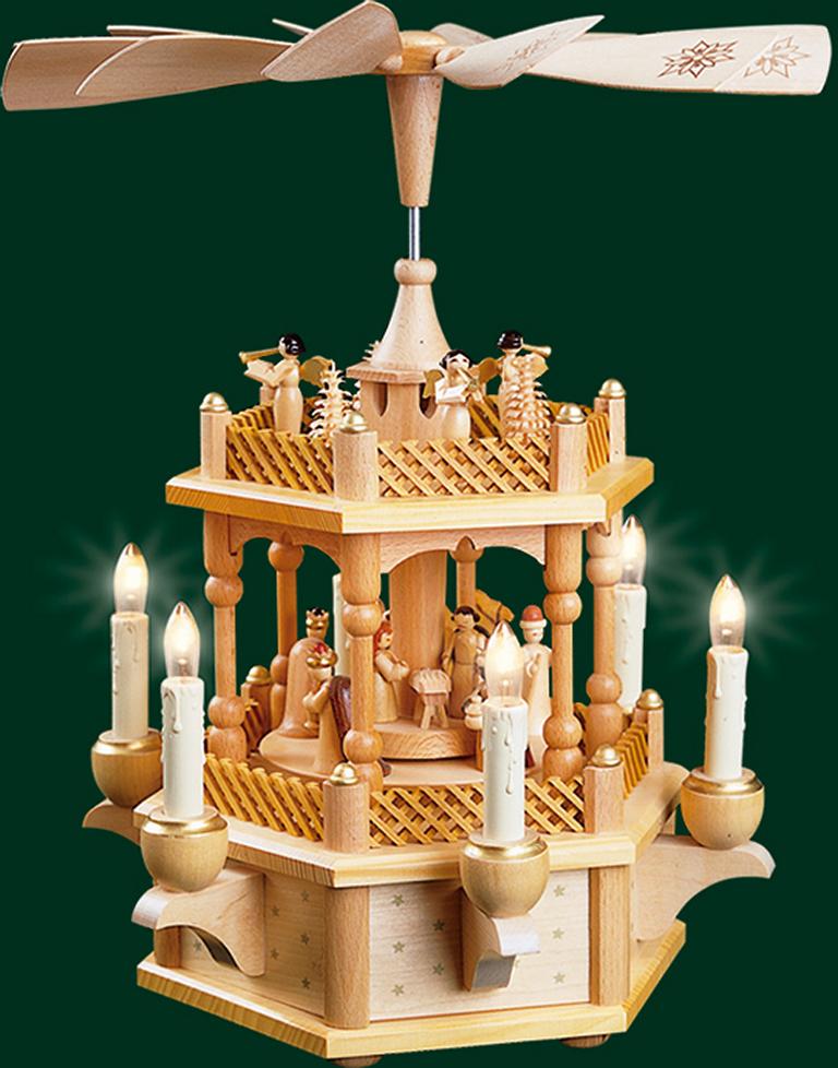 Pyramide Christi Geburt 1-st., natur, el. bel. u. betr.