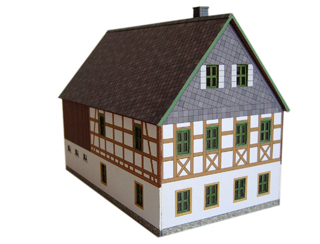 04-04-02-H0-S - FWH Erzgebirge mit Stall - Schieferdach