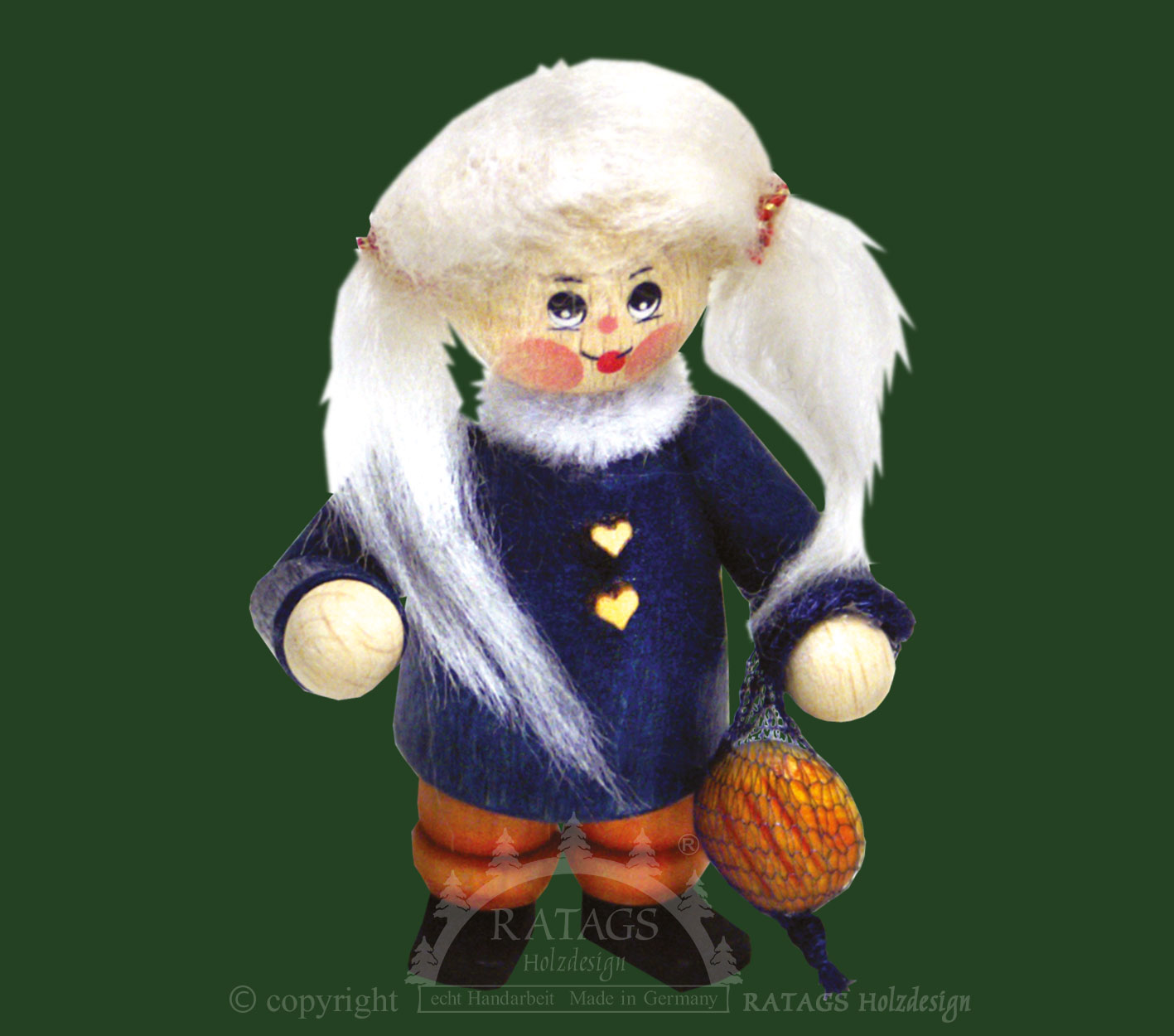 Figur, Kind mit Zöpfen, Brötchennetz