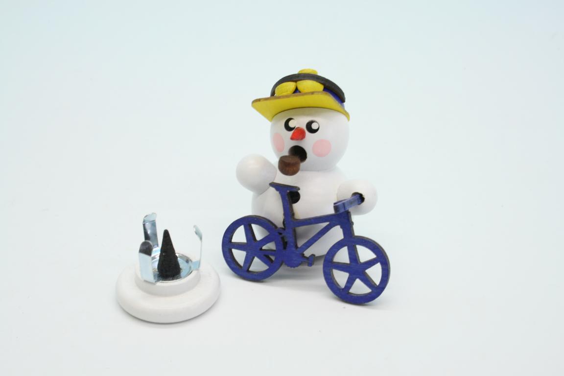 Mountainbiker weiss mit blauem Bike 8cm