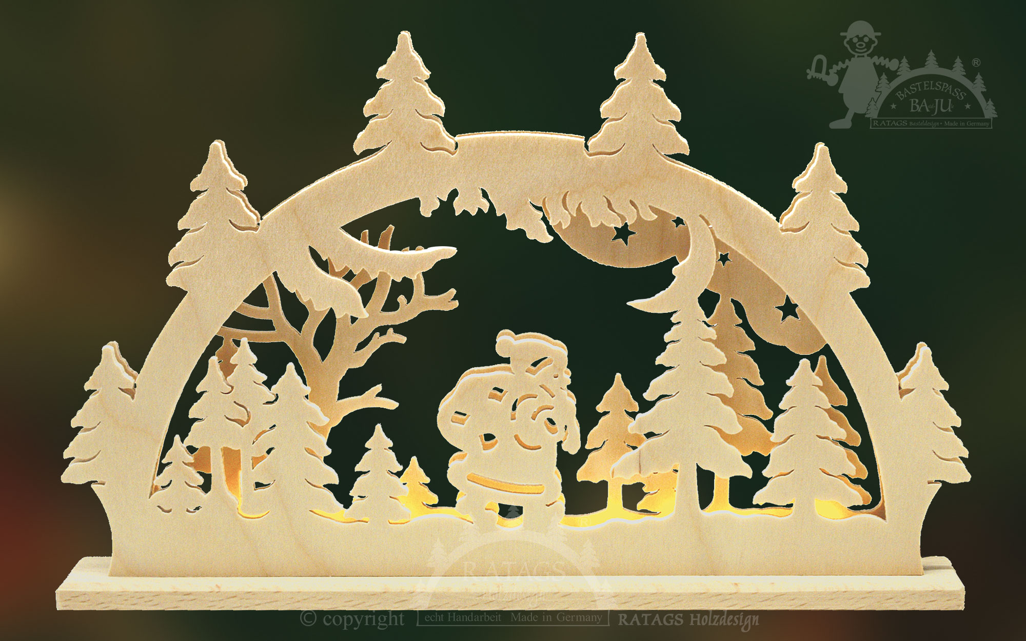 Schwibbogen mit LED zum Basteln Weihnachtsmann