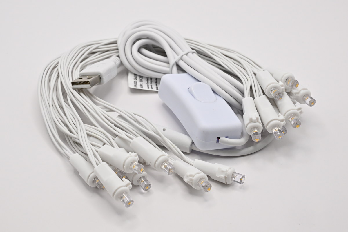 USB Lichterkette 20-fach HALB-USB mit Schalter, 2 Meter