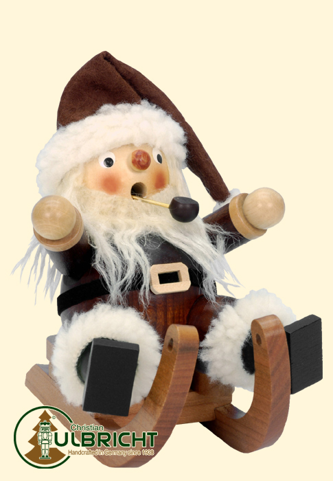 Räuchermann, Weihnachtsmann auf Schlitte H 11,5 cm