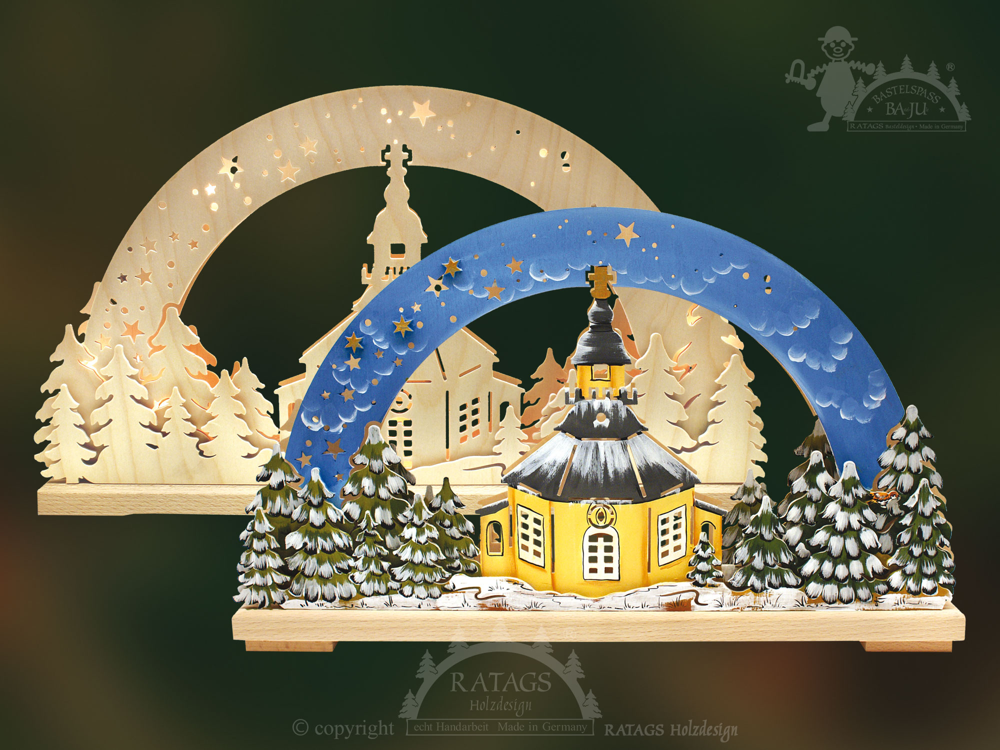 Schwibbogen zum Basteln, klein, Seiffener Kirche