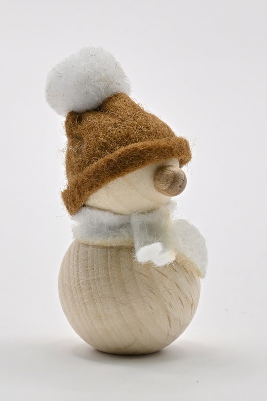 Schneemann mini, braun/weiße Mütze