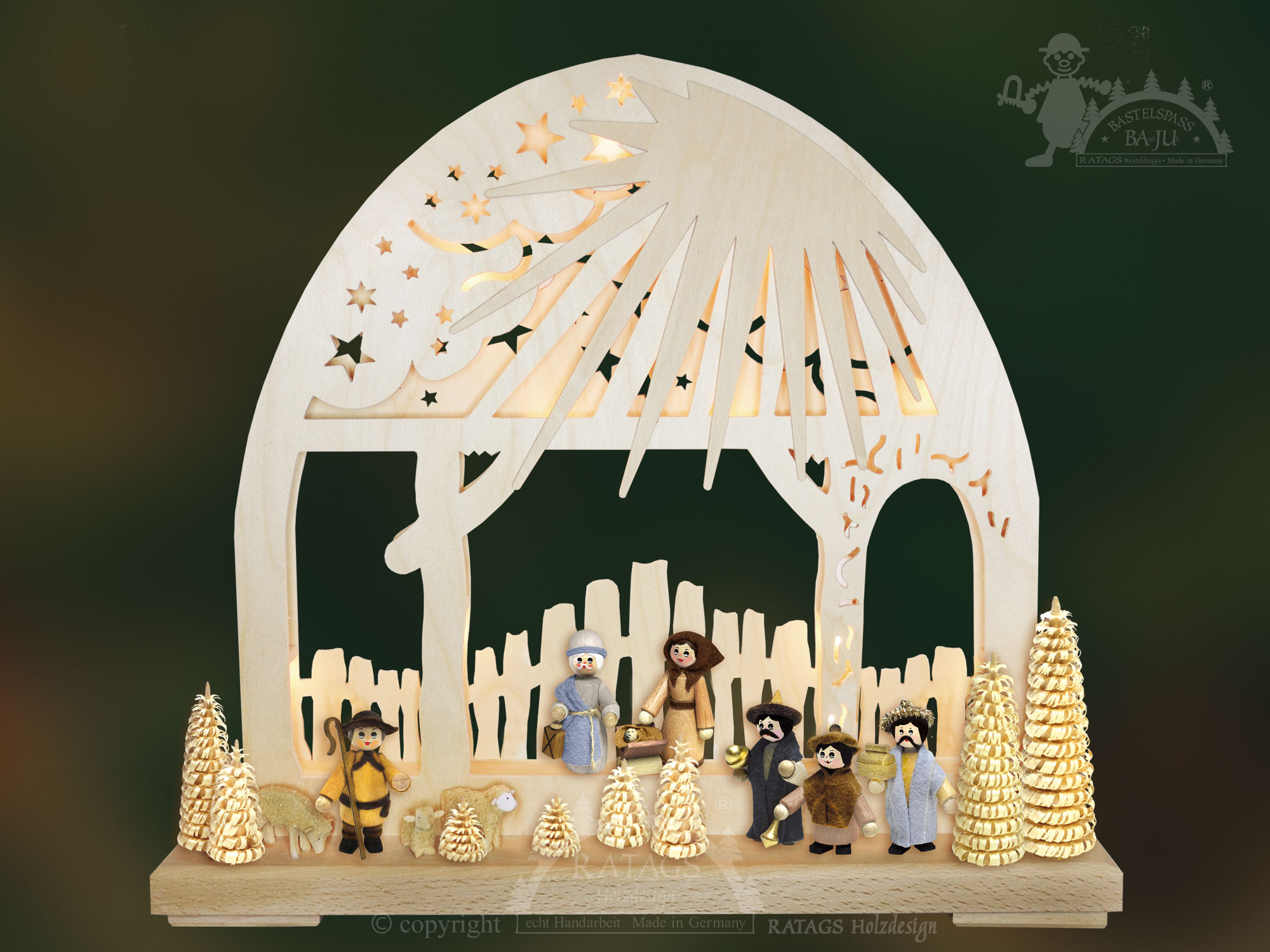 Schwibbogen zum Basteln, klein, Krippe