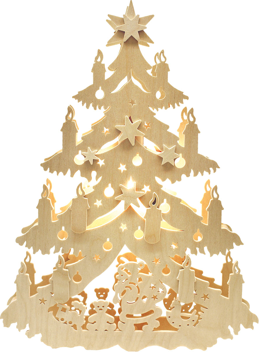 Fensterbild, beleuchtet, Unterm Tannenbaum