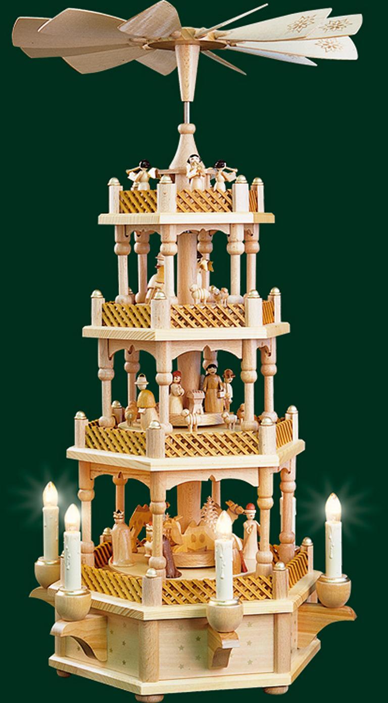 Pyramide Christi Geburt 3-st., natur, el. bel. u. betr.