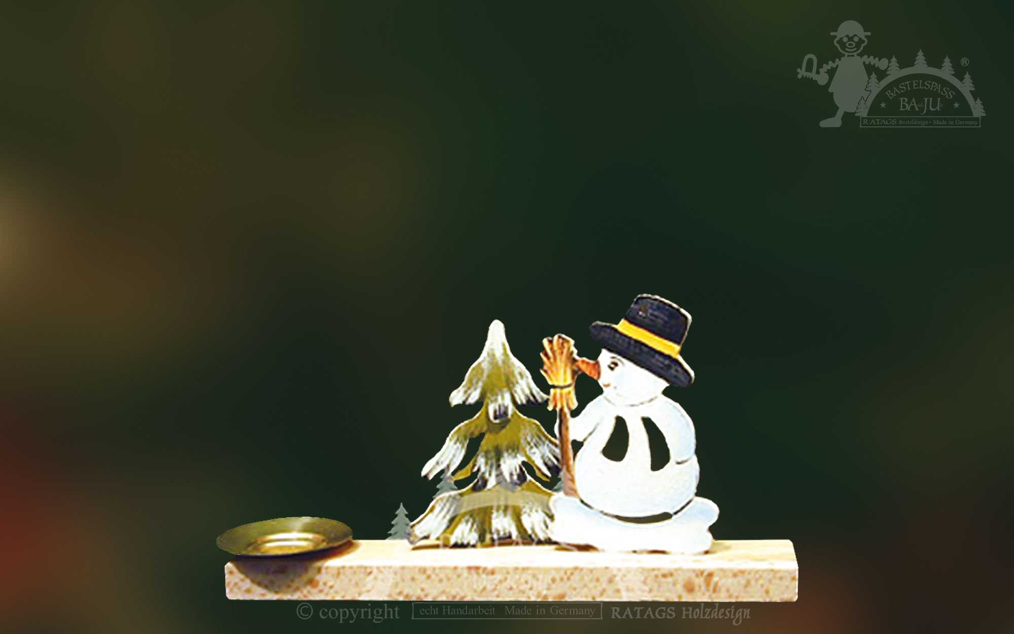 Kerzenhalter zum Basteln, Schneemann
