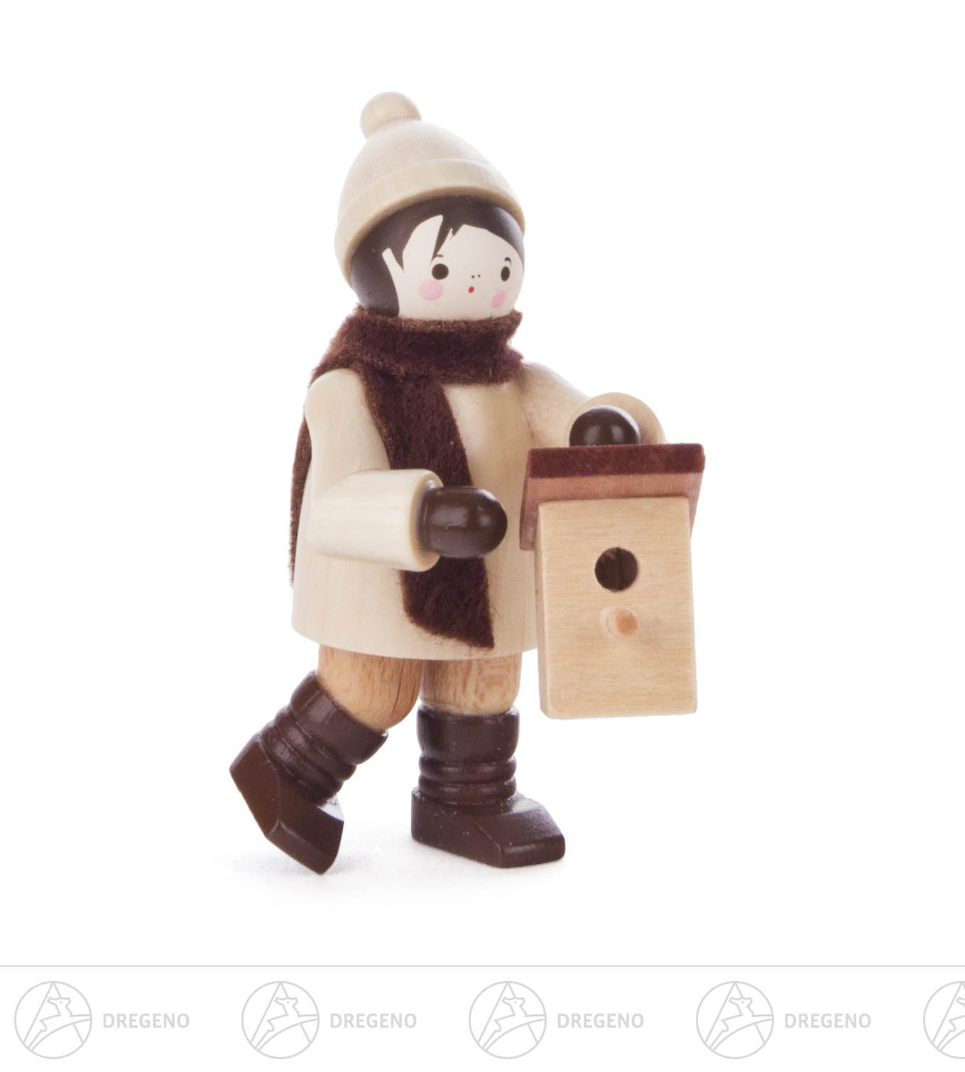 Winterkind mit Nistkasten natur 6cm