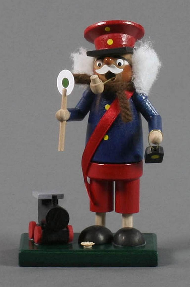 Mini-Räuchermann Schaffner mit Lok