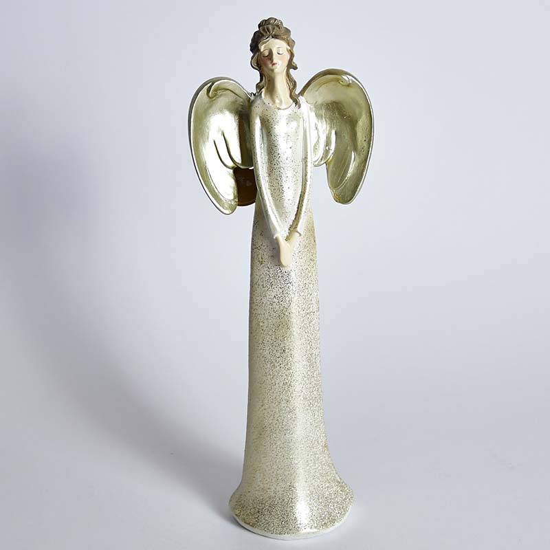 Figur Evgenia, 2 sort., Engel, H 35cm Kunstharz, Gold