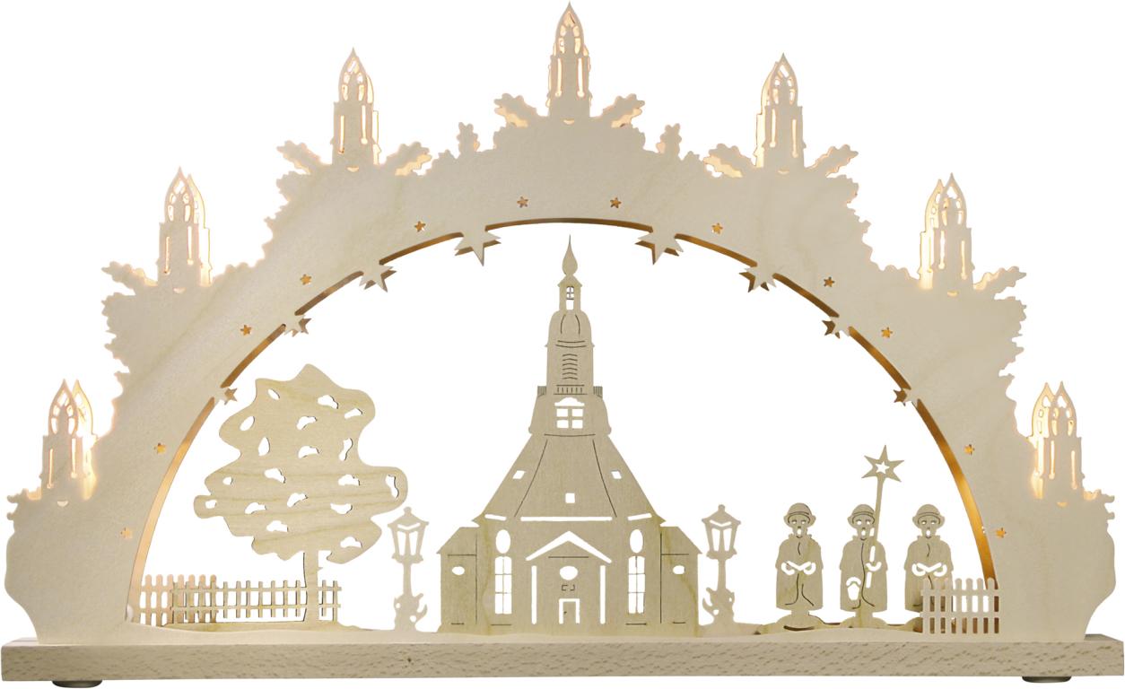 Lichterbogen 7 flg. Seiffener Kirche 52,0 x 31,7 x 4,5 cm