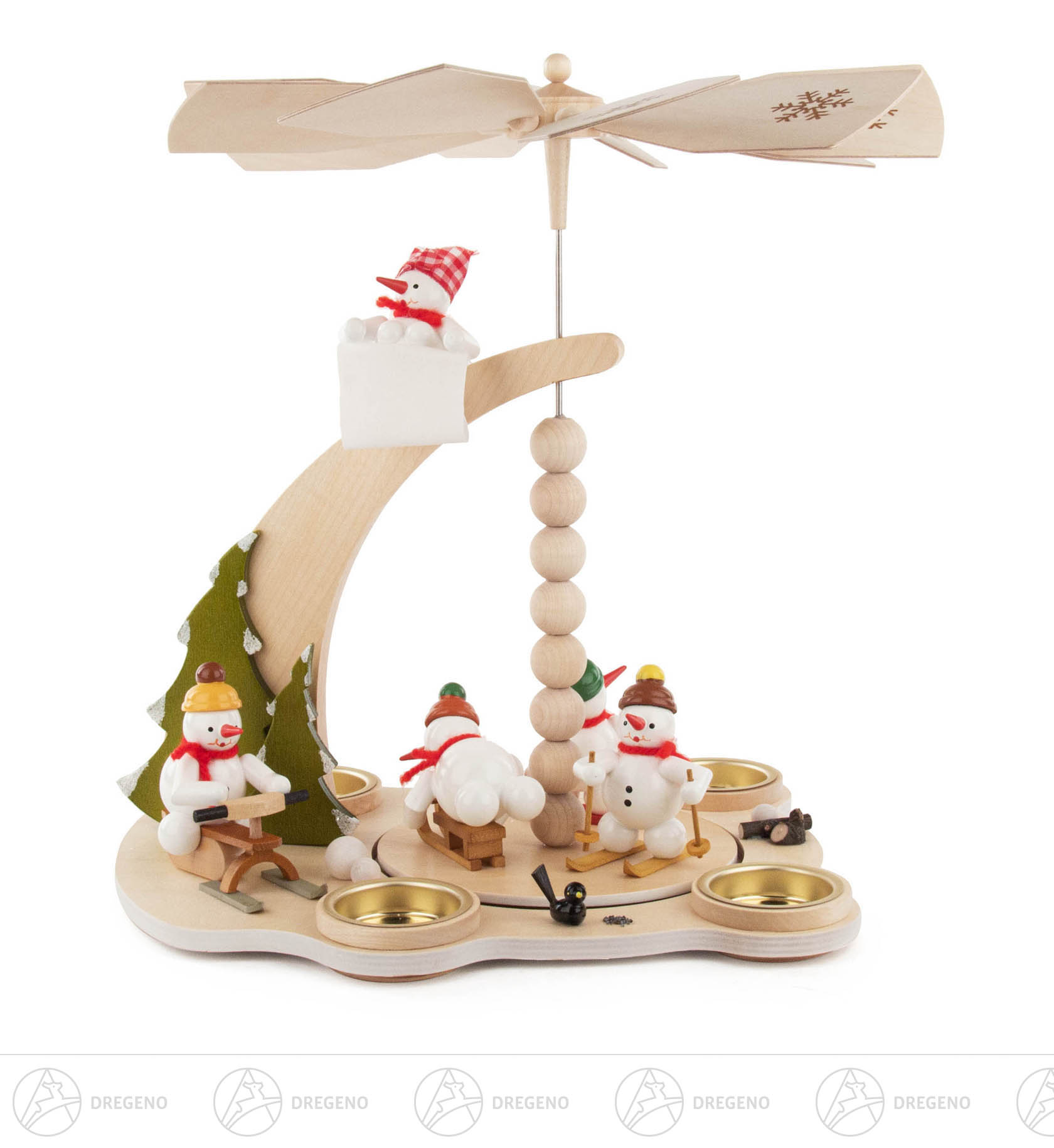 Pyramide Schneemann-Wintersport für Teelichte